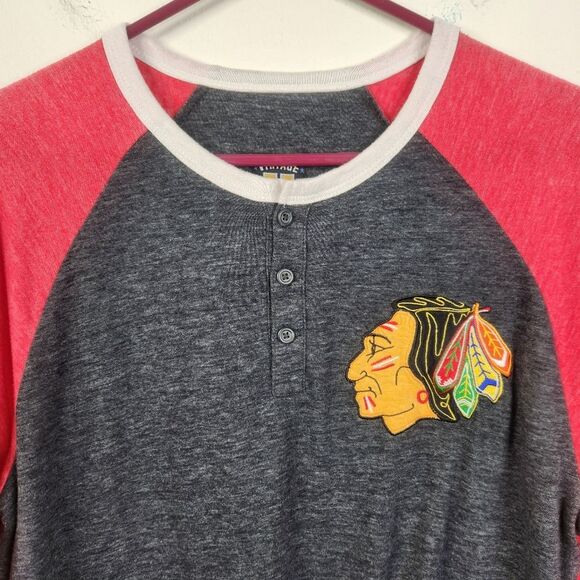 Mitchell & Ness Mens Vintage Hockey Chicago Blackhawks Raglan Tee Size M - Picture 3 of 7